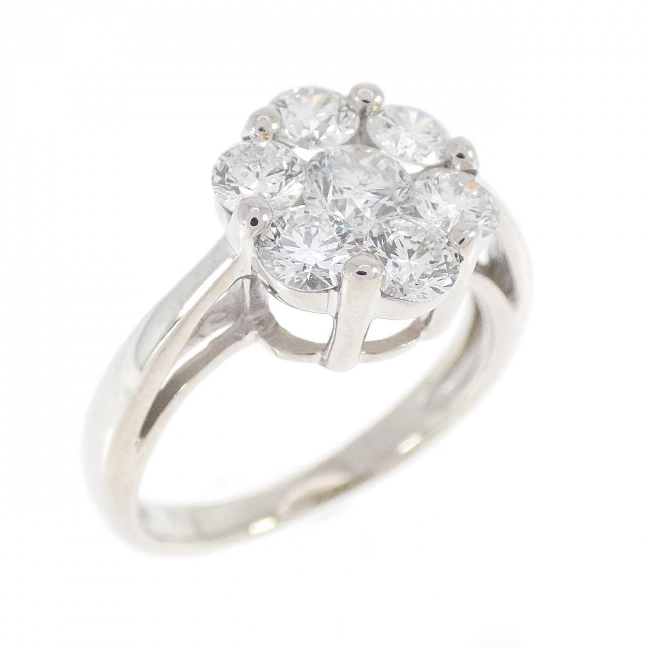K18WG フラワー ダイヤモンド リング 1.00CT
