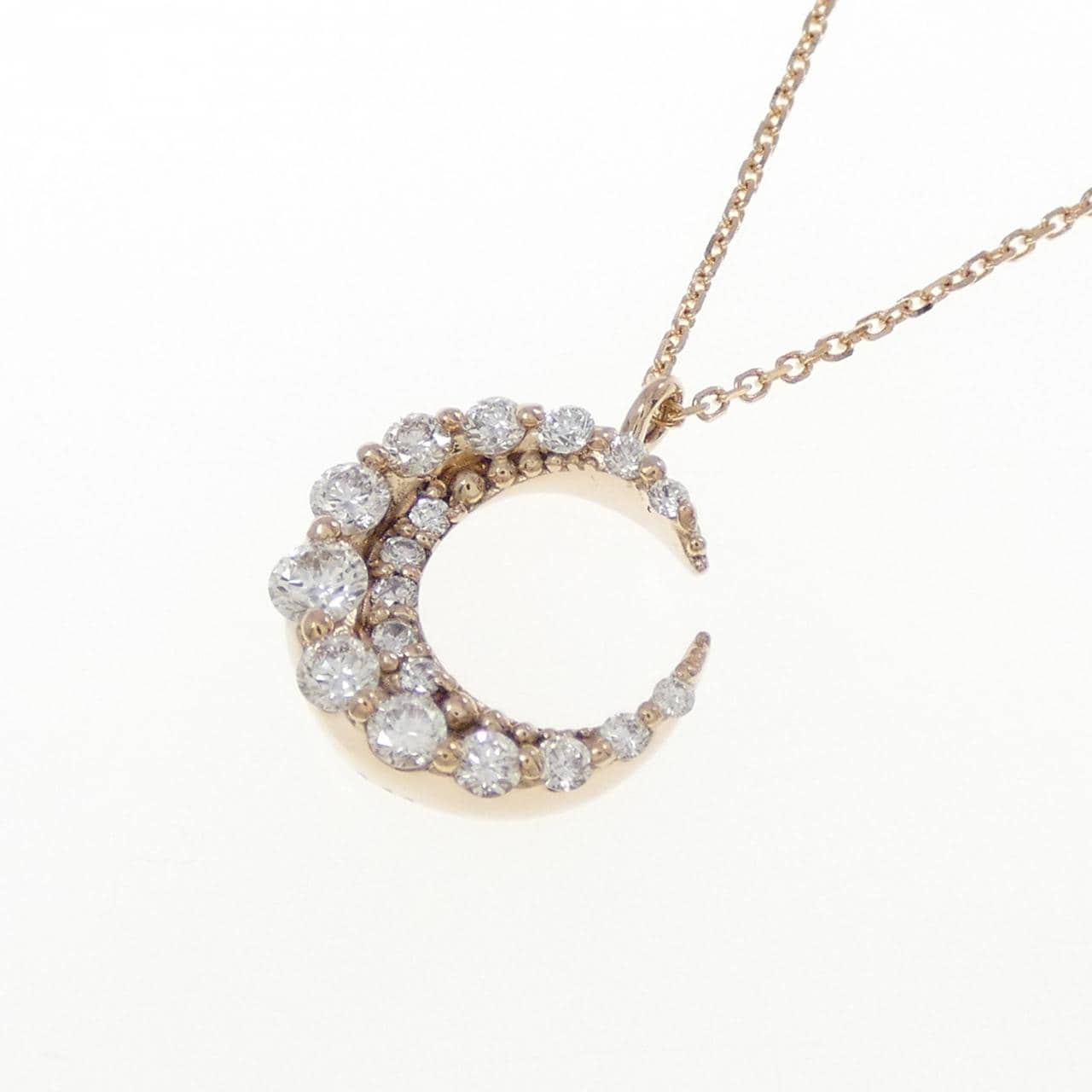 K18PG ムーン ダイヤモンド ネックレス 0.33CT