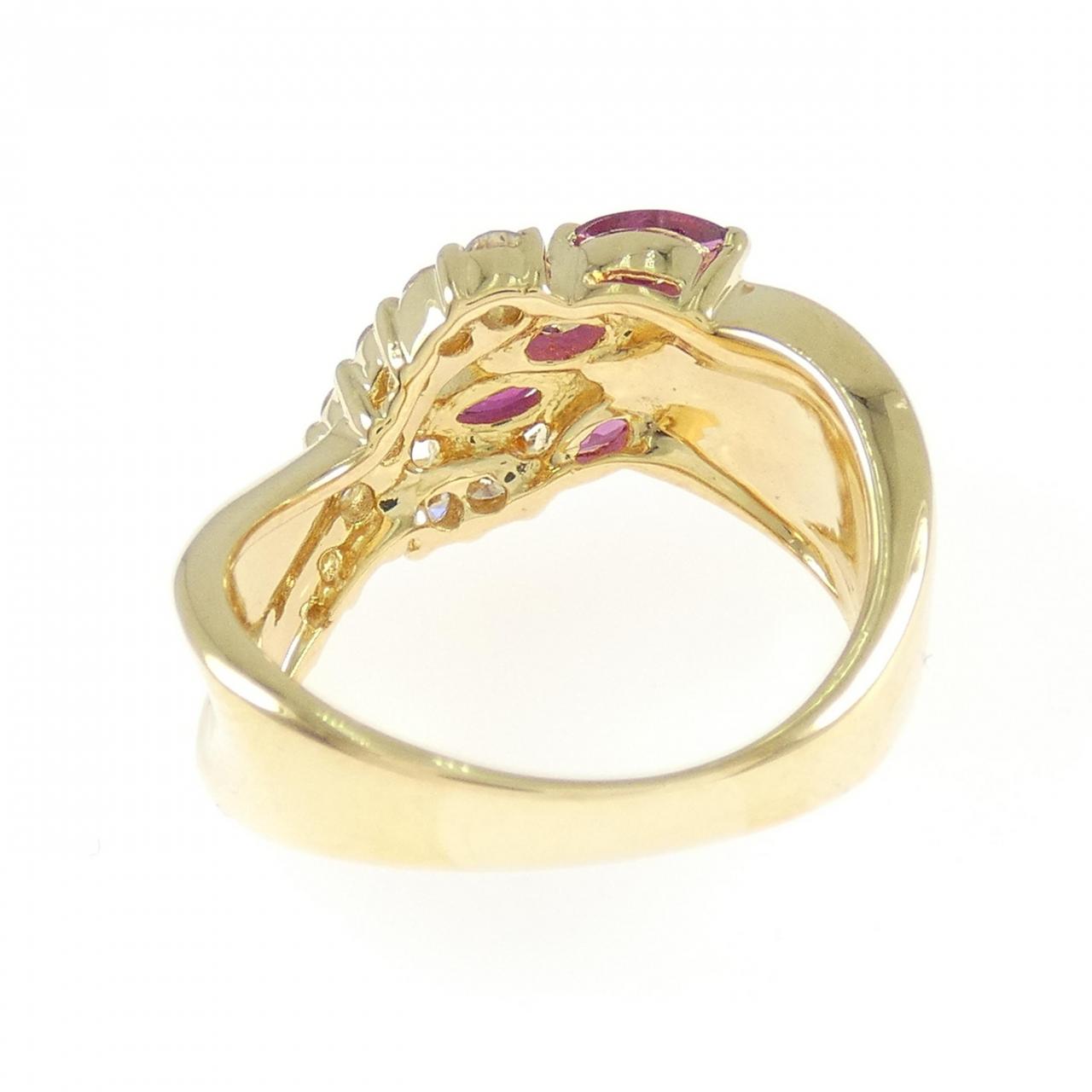 K18YG ルビー リング 0.72CT