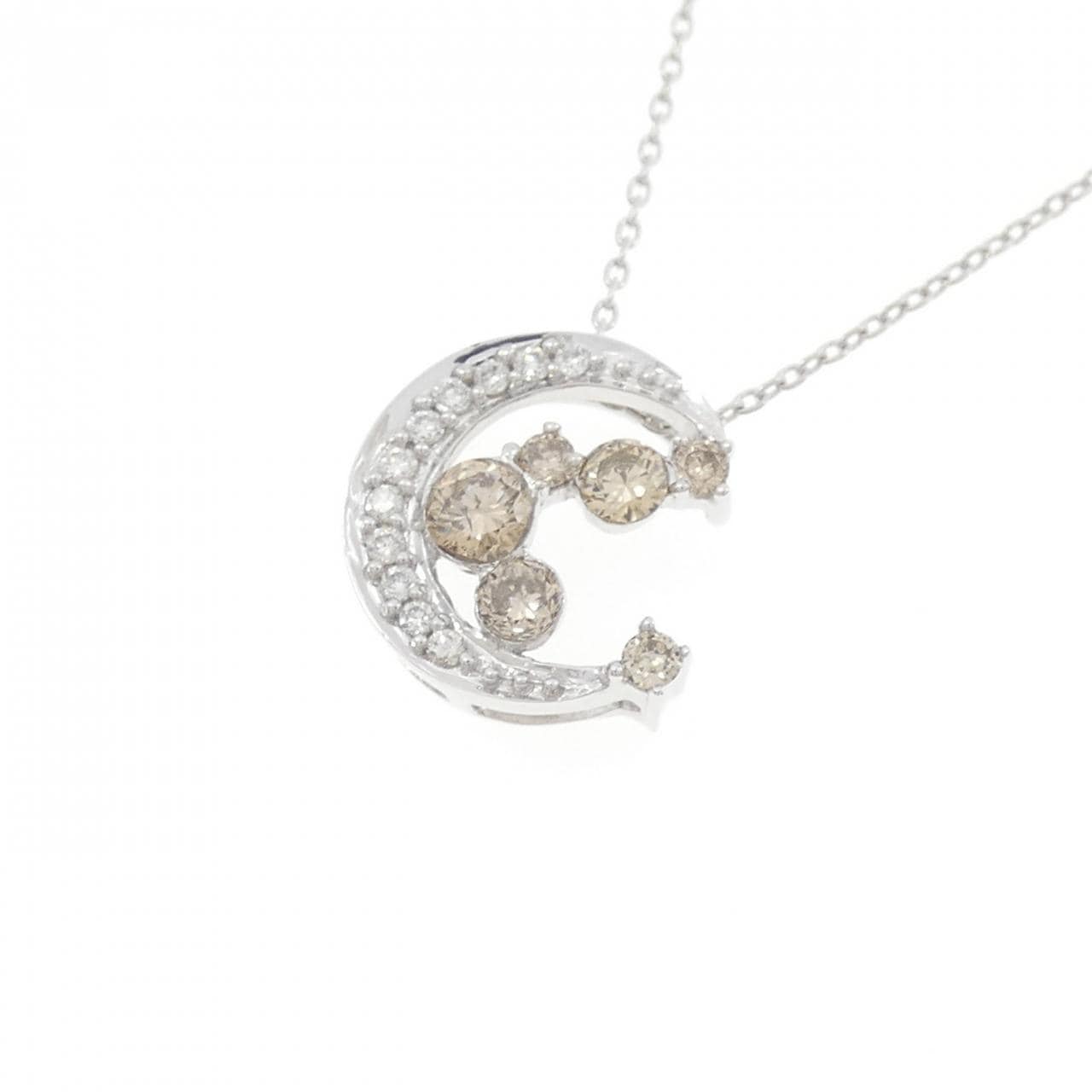 K18WG ムーン ダイヤモンド ネックレス 0.40CT