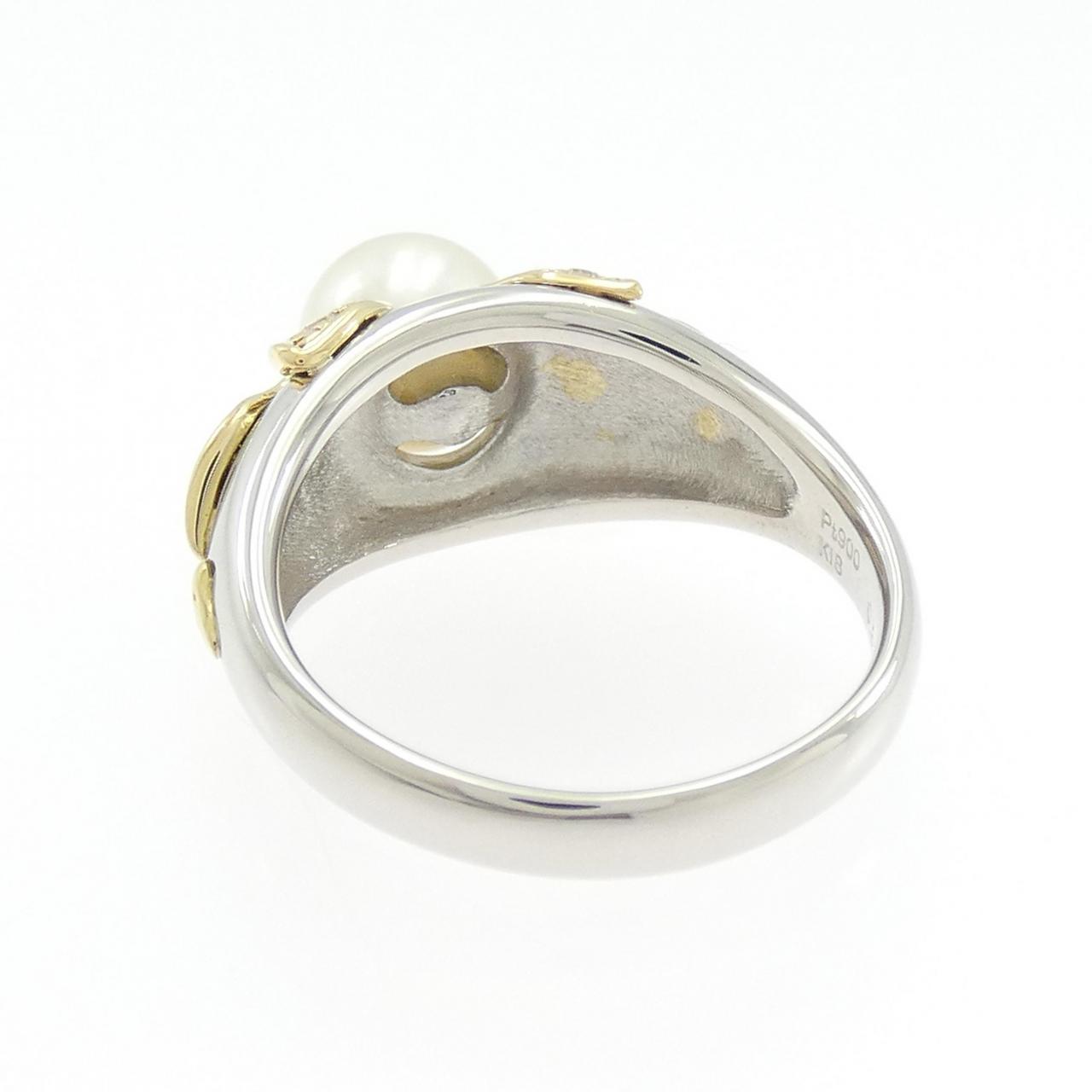 K18YG/PT900 Akoya珍珠戒指 7.5 毫米