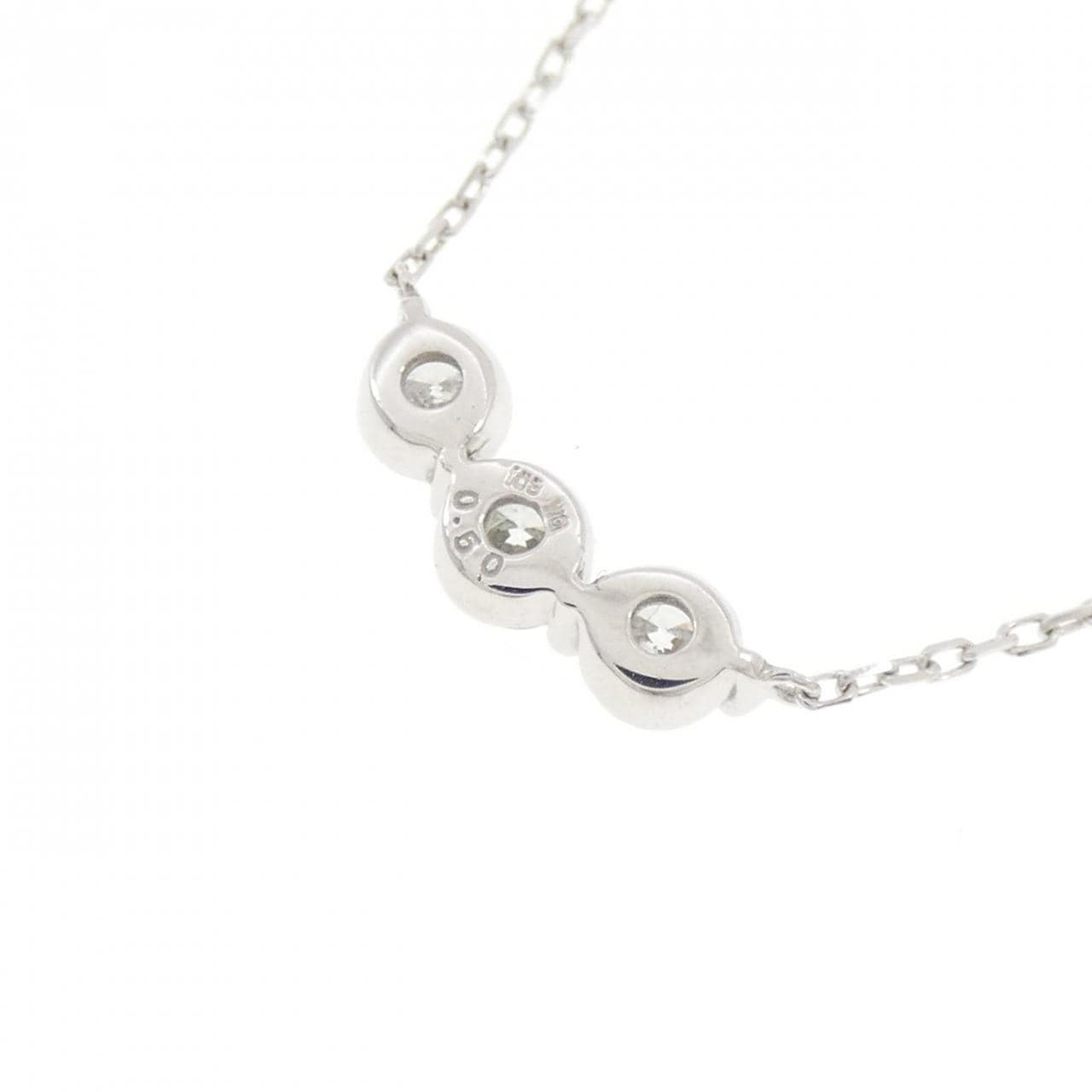 K18WG スリーストーン ダイヤモンド ネックレス 0.50CT