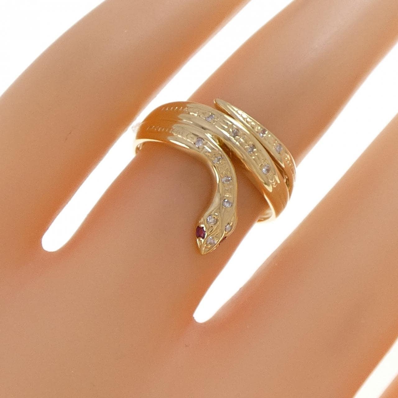 K18YG スネーク ルビー リング 0.02CT