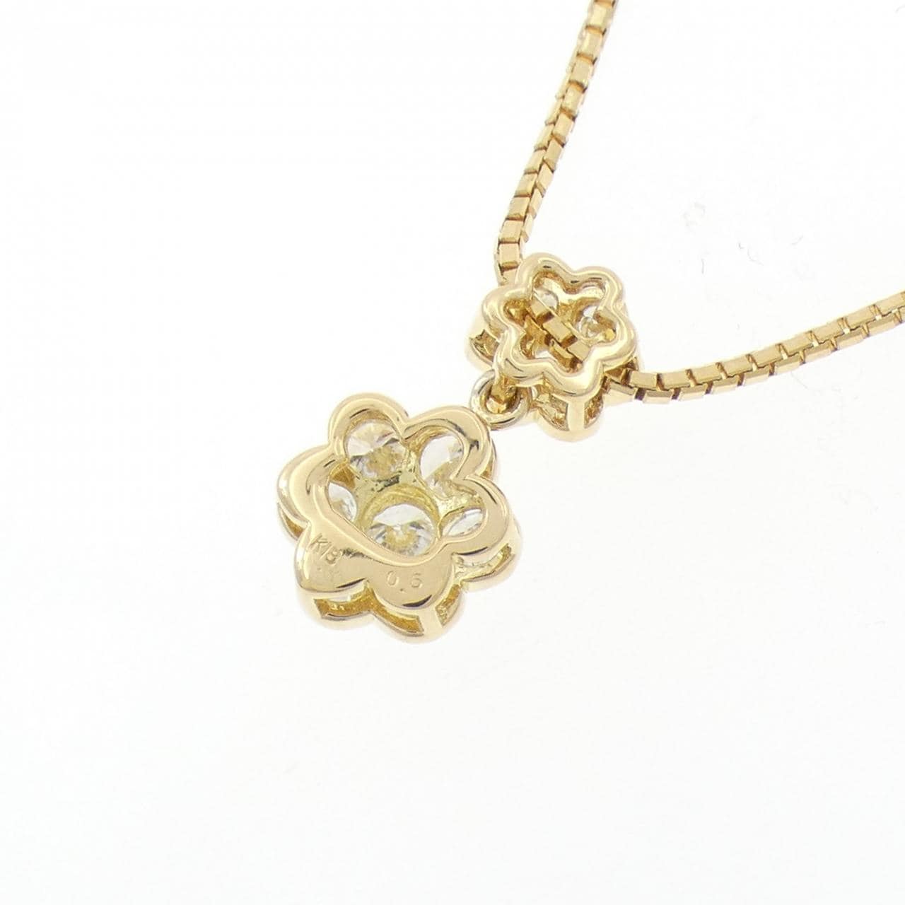 K18YG フラワー ダイヤモンド ネックレス 0.6CT
