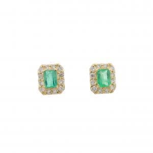 【新品】K18YG エメラルド ピアス 0.19CT