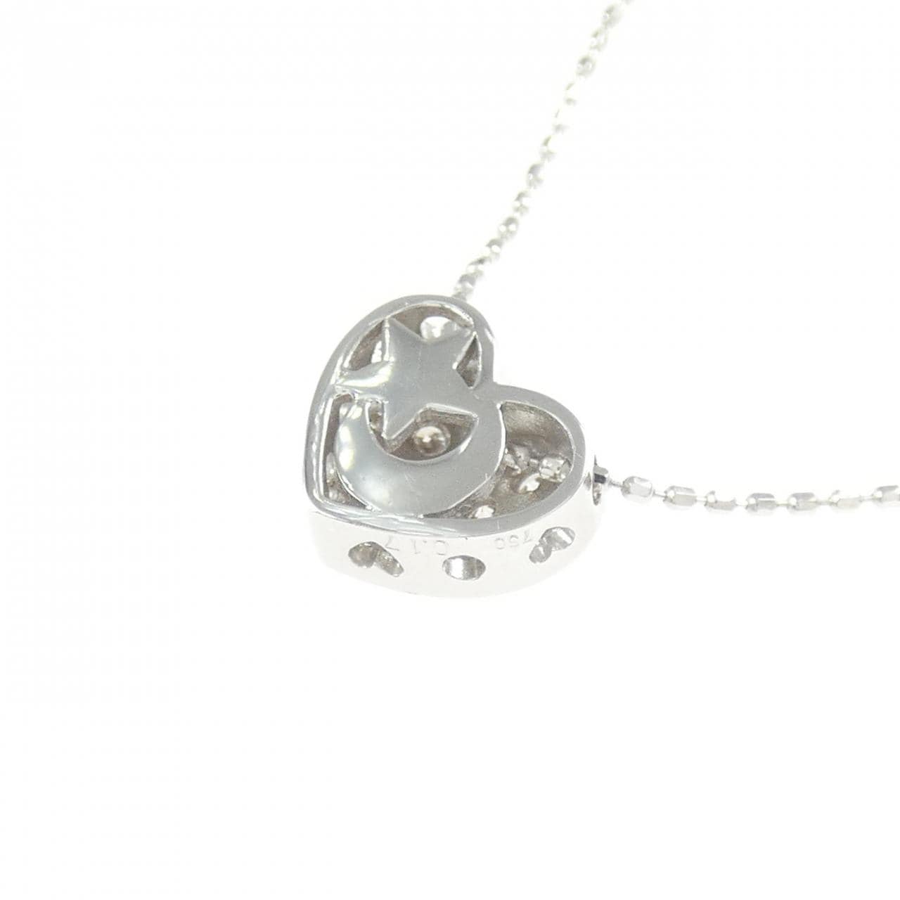 750WG/K18WG ハート ダイヤモンド ネックレス 0.17CT