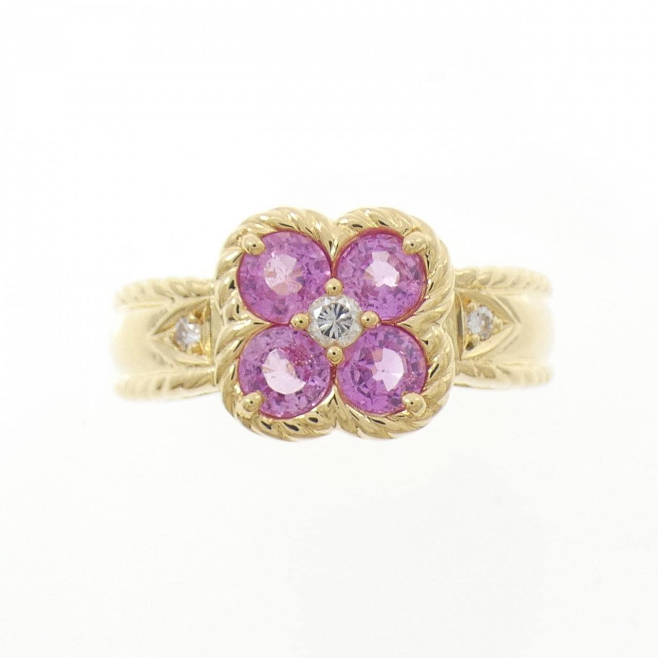 K18YG フラワー サファイヤ リング 0.86CT