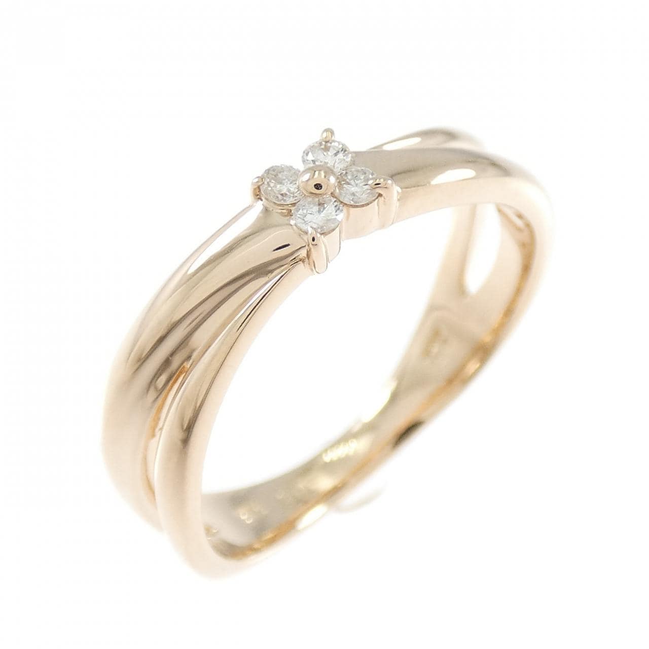K18PG フラワー ダイヤモンド リング 0.06CT