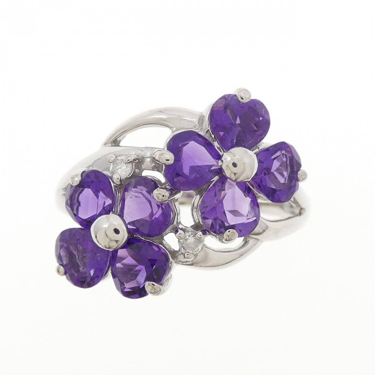 K14WG フラワー アメジスト リング