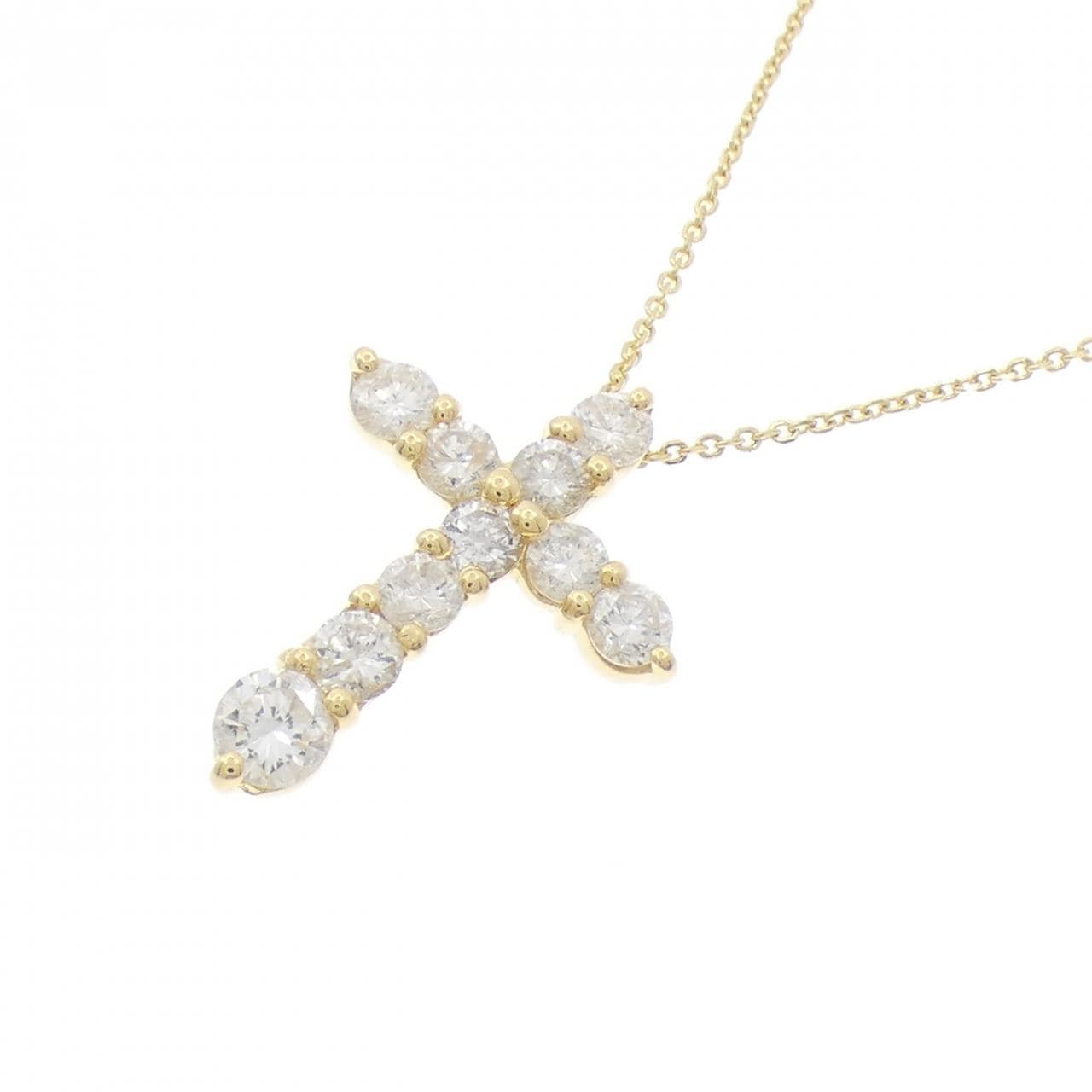 K18YG クロス ダイヤモンド ネックレス 1.00CT