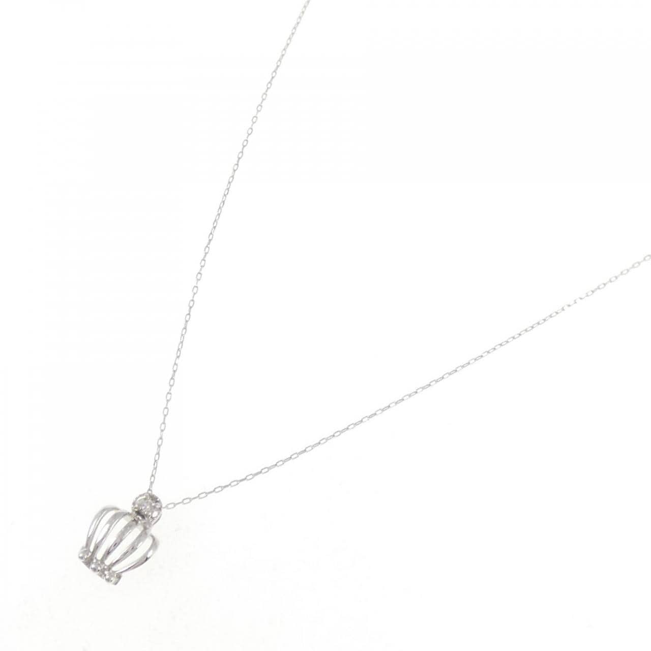 K10WG クラウン ダイヤモンド ネックレス 0.01CT