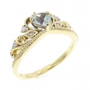 K18YG ティアラ アクアマリン リング 0.36CT