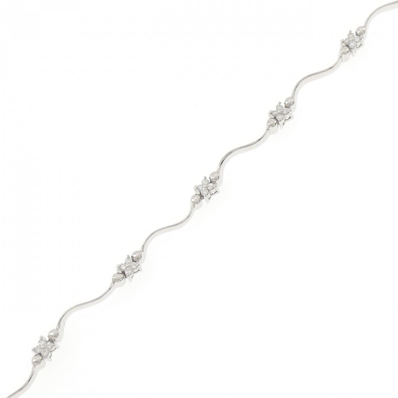 K18WG フラワー ダイヤモンド ブレスレット 0.24CT
