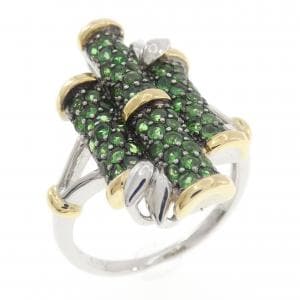 K18スリーカラー グリーンガーネット リング 0.90CT