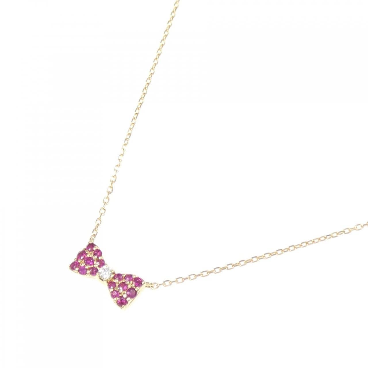 ポンテヴェキオ リボン ルビー ネックレス 0.10CT