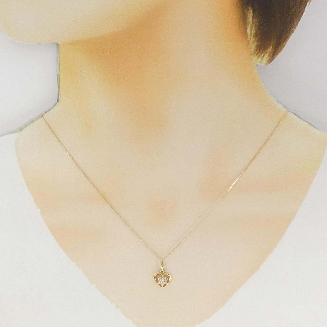 K18YG ハート ダイヤモンド ネックレス