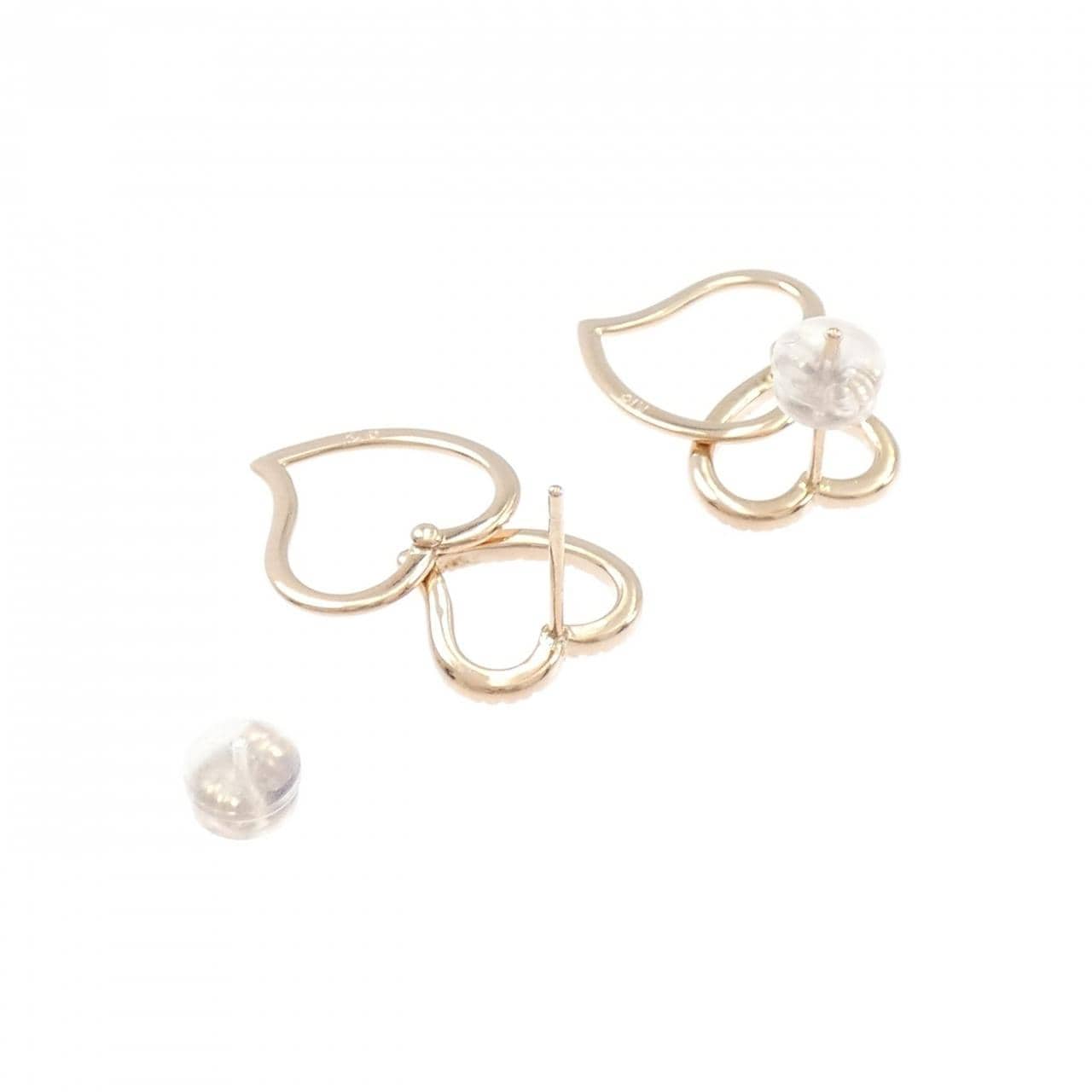 K18PG ハート ダイヤモンド ピアス