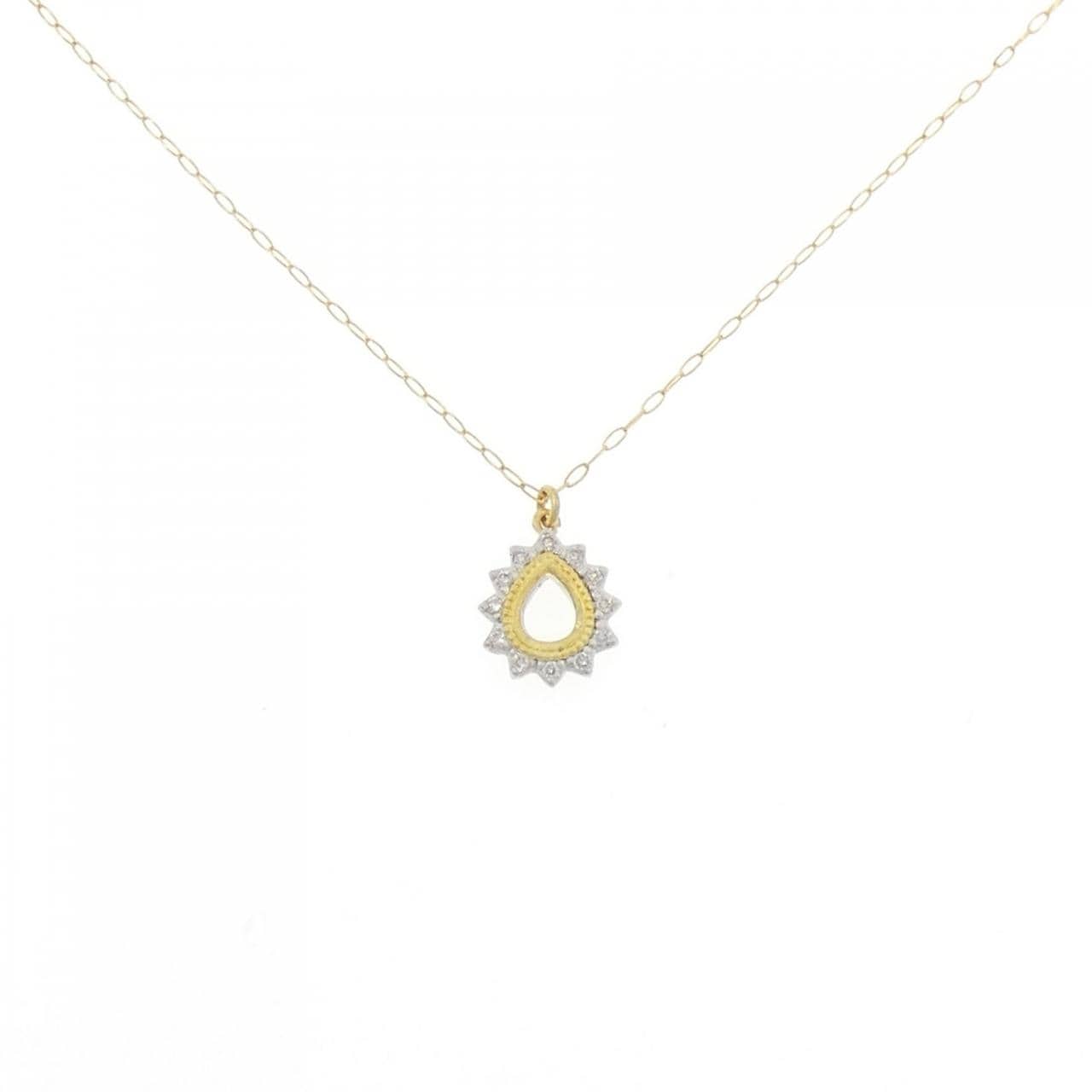 K18YG/PT900 ダイヤモンド ネックレス 0.04CT