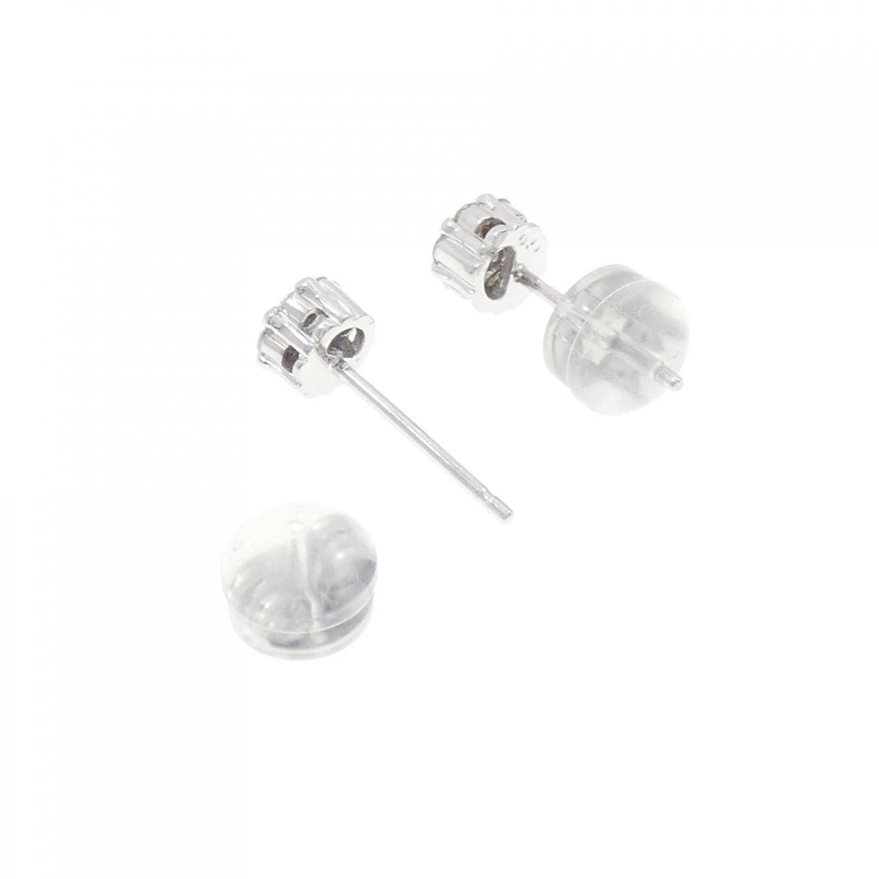 K18WG フラワー ダイヤモンド ピアス 0.22CT