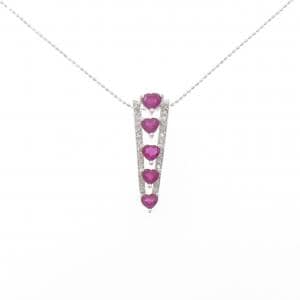 K18WG ルビー ネックレス 1.35CT