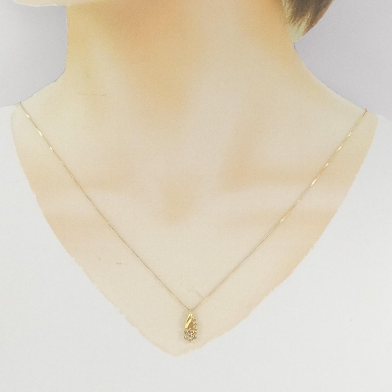 K18YG フラワー ダイヤモンド ネックレス 0.30CT