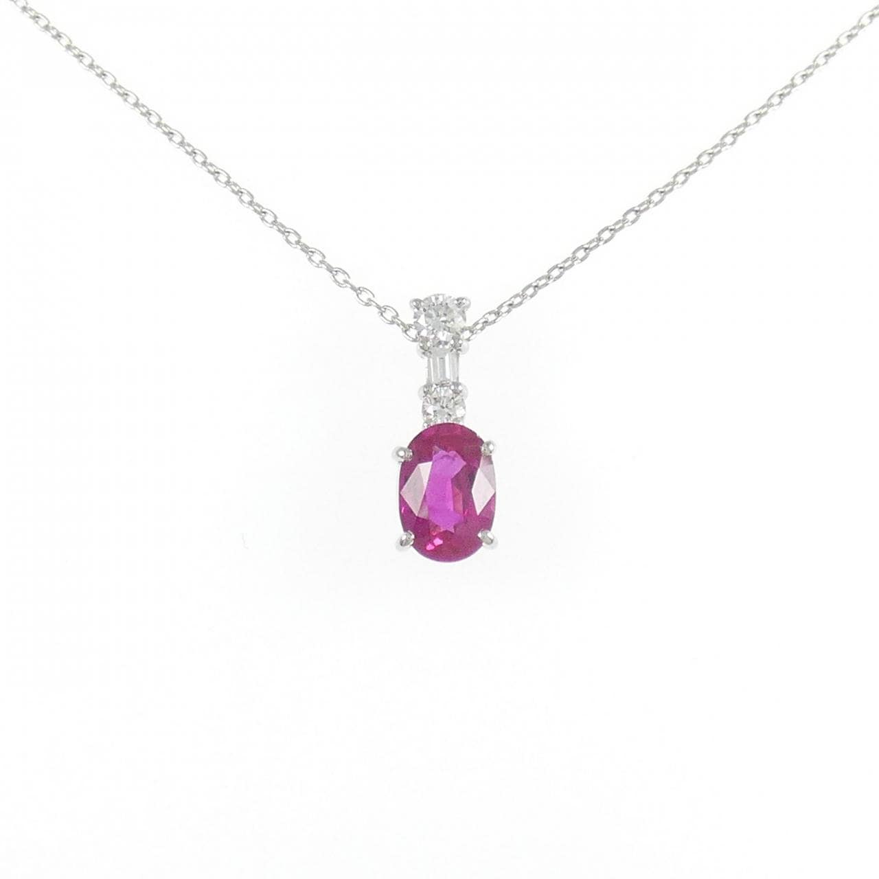 PT900/PT850 ルビー ネックレス 0.93CT
