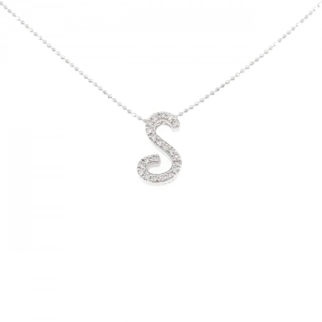 K18WG イニシャルS ダイヤモンド ネックレス 0.25CT