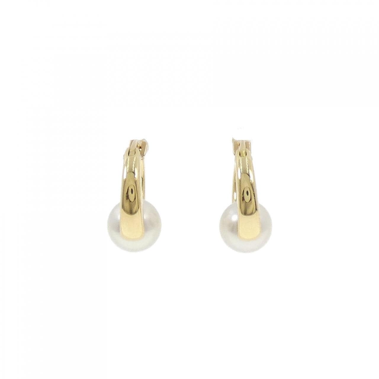 K18YG Hoop Akoya Pearl Earrings 7.0mm