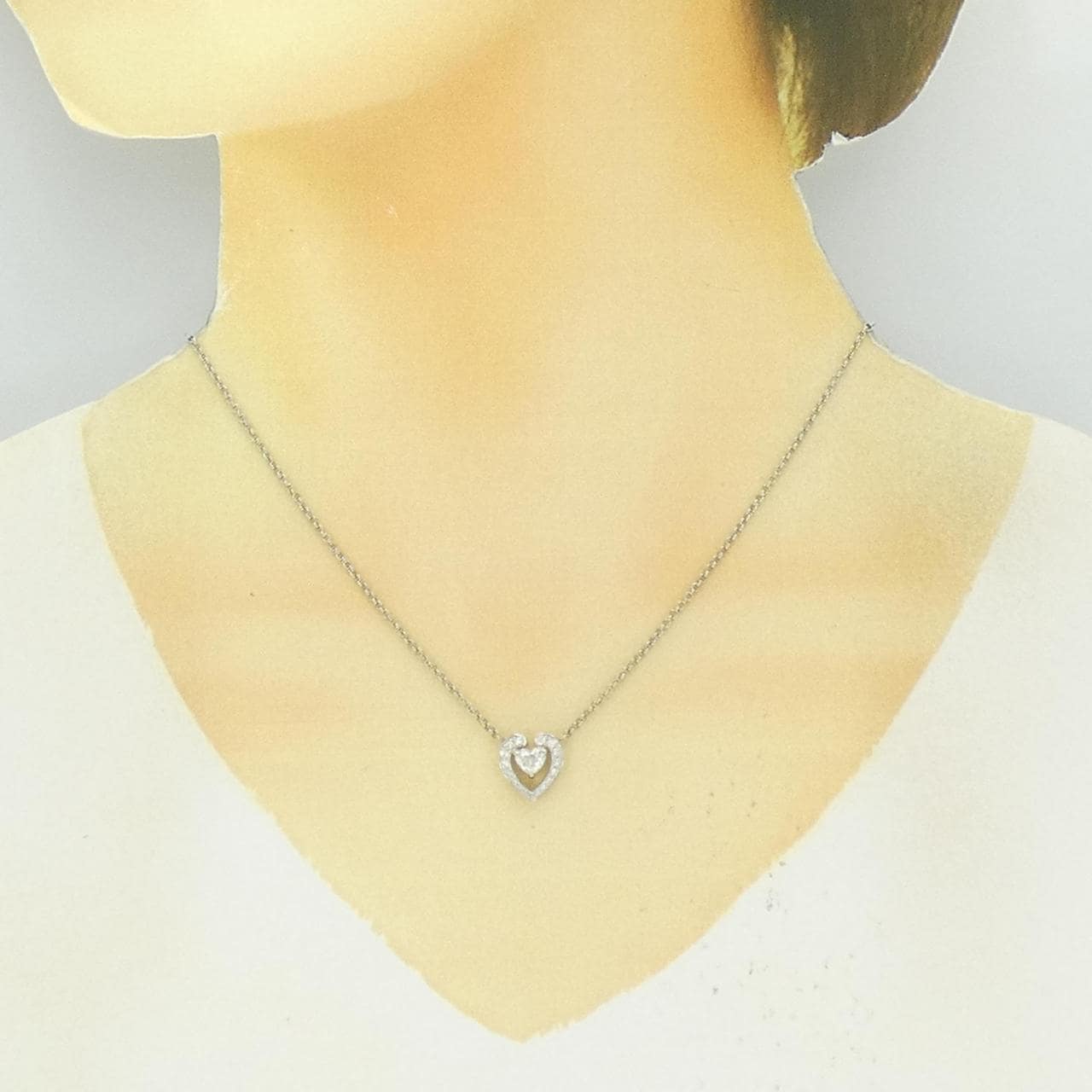 PT900/PT850 ダイヤモンド ネックレス 0.350CT F SI2 ハートシェイプ