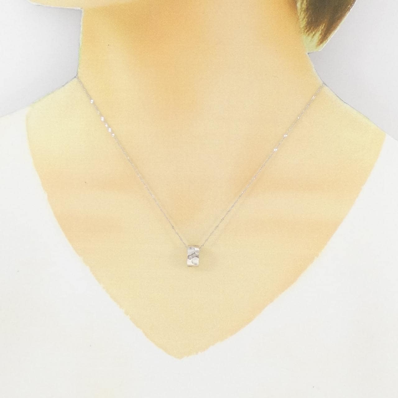 K18WG/750WG ダイヤモンド ネックレス 0.05CT