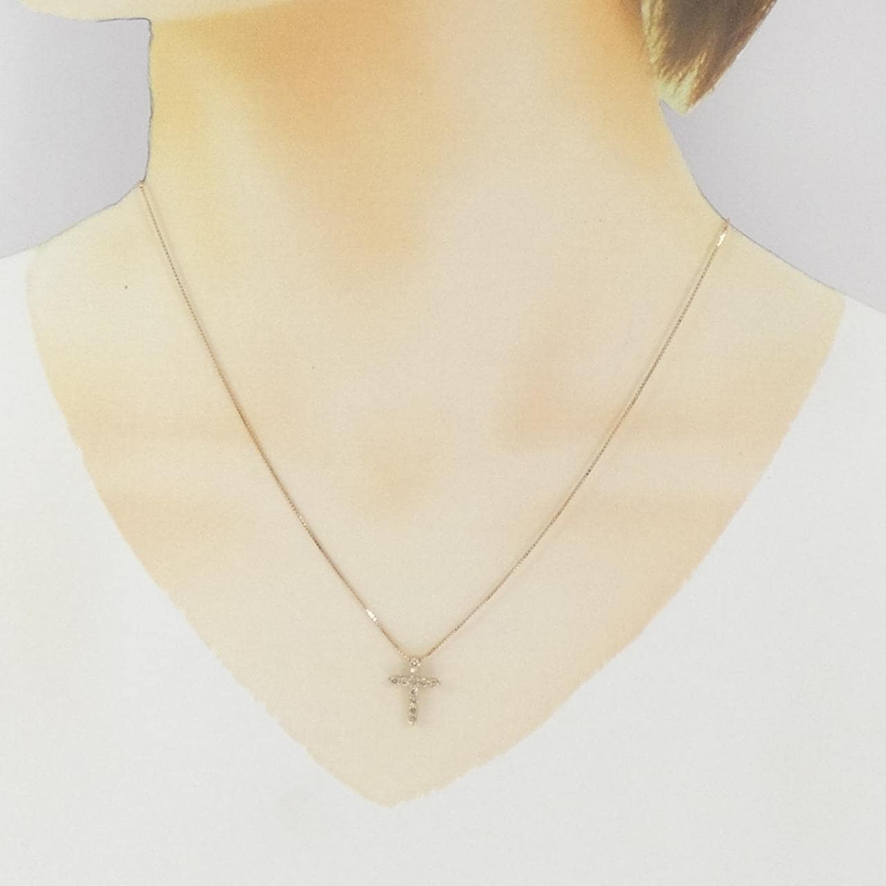 K18PG クロス ダイヤモンド ネックレス 0.30CT