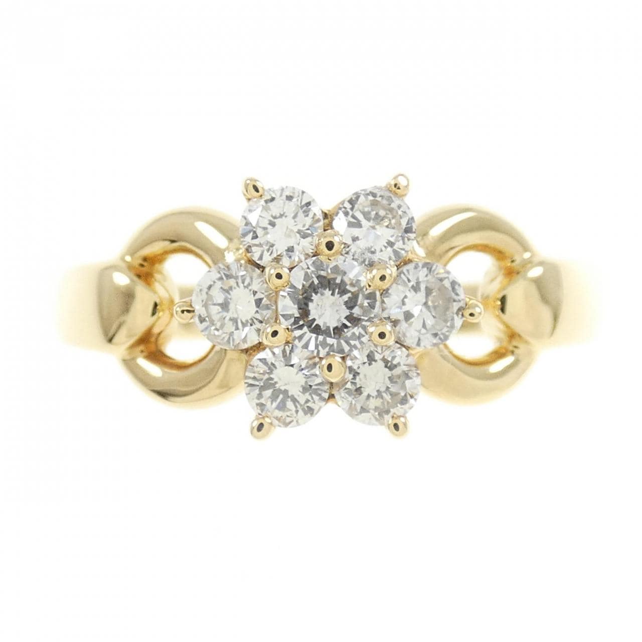 K18YG フラワー ダイヤモンド リング 0.53CT