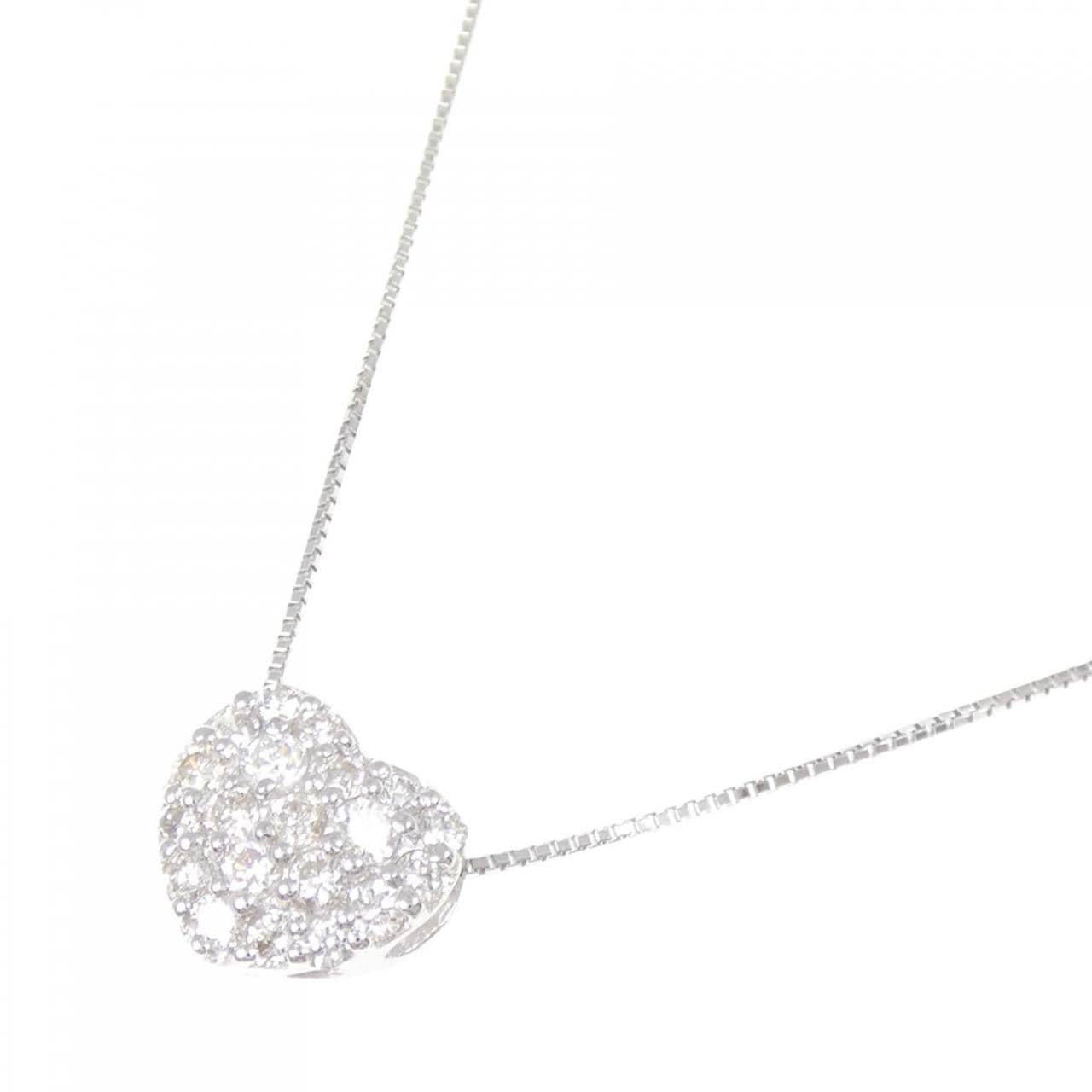 K18WG ハート パヴェ ダイヤモンド ネックレス 0.62CT