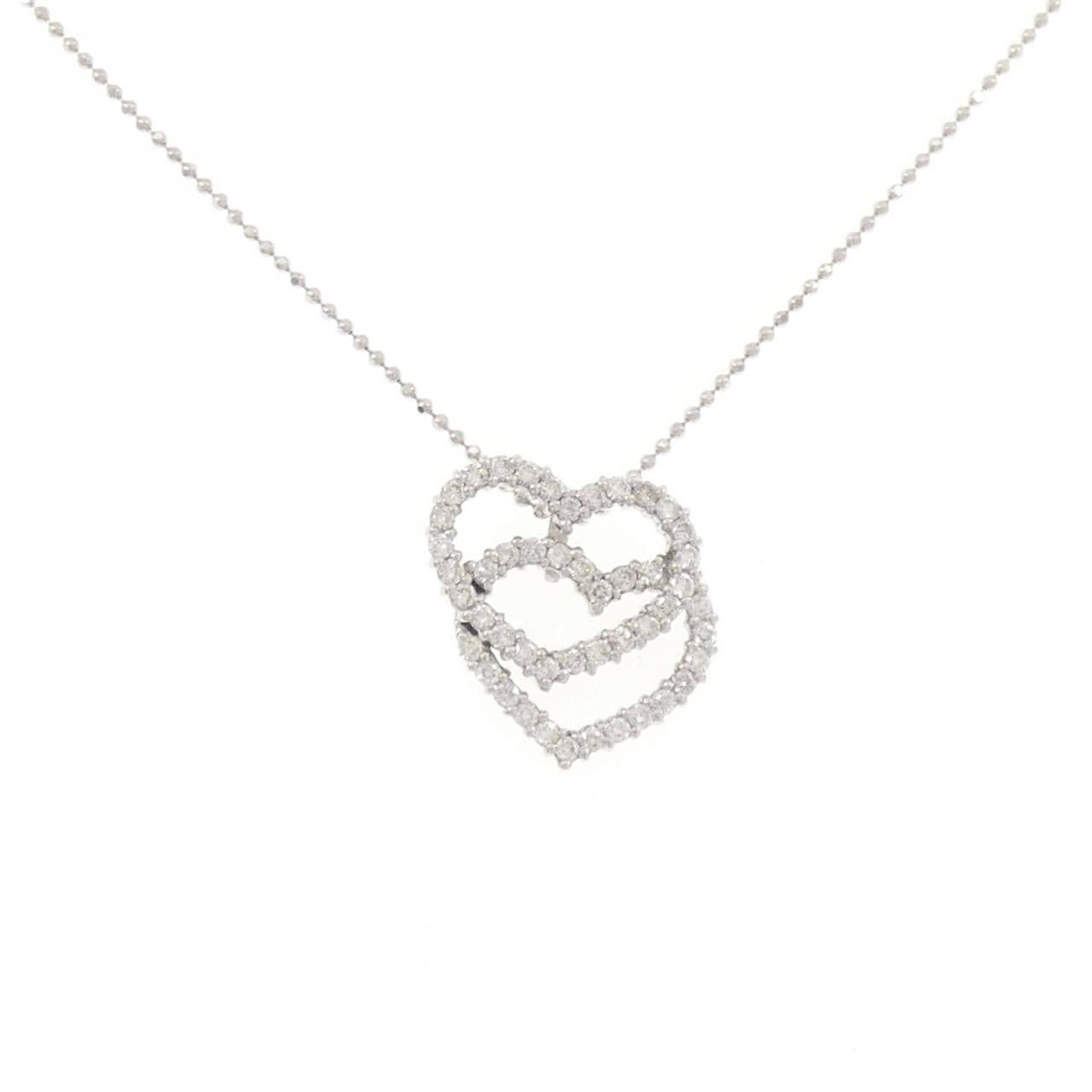 K18WG ハート ダイヤモンド ネックレス 0.50CT