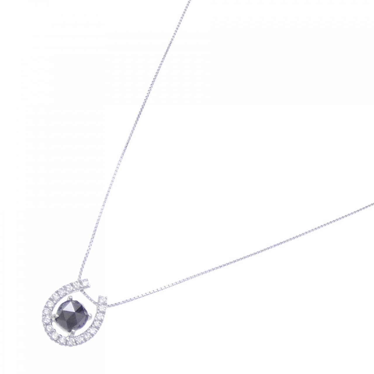 K18WG Horseshoe Diamond Necklace 1.24CT