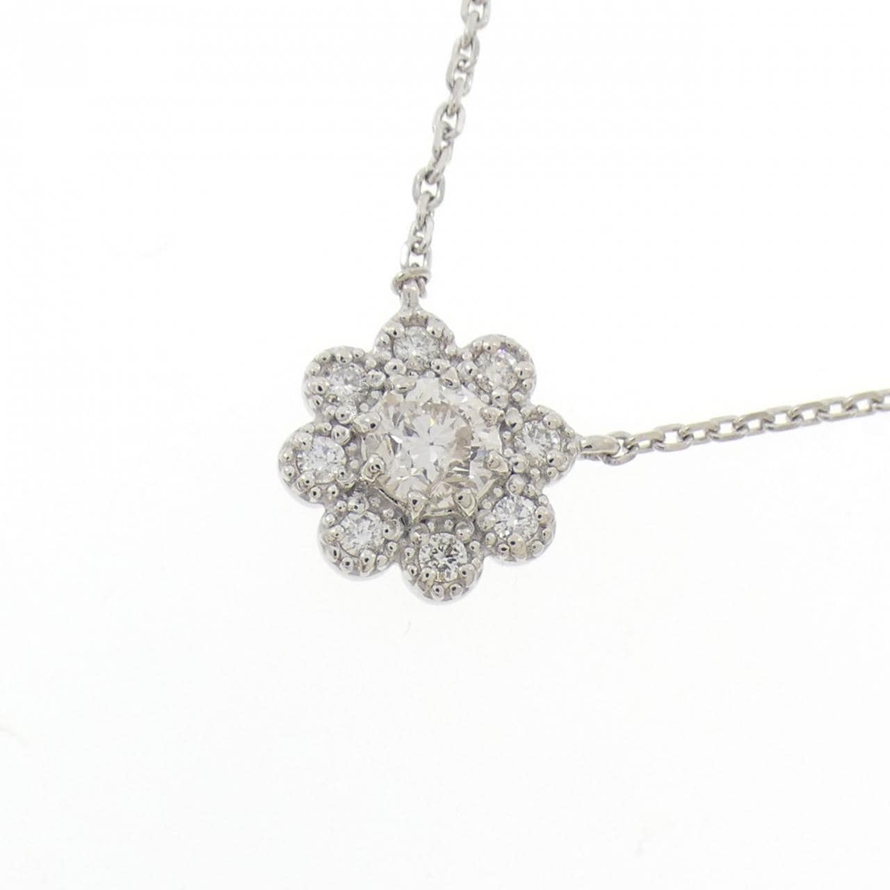 PT900/PT850 フラワー ダイヤモンド ネックレス 0.20CT