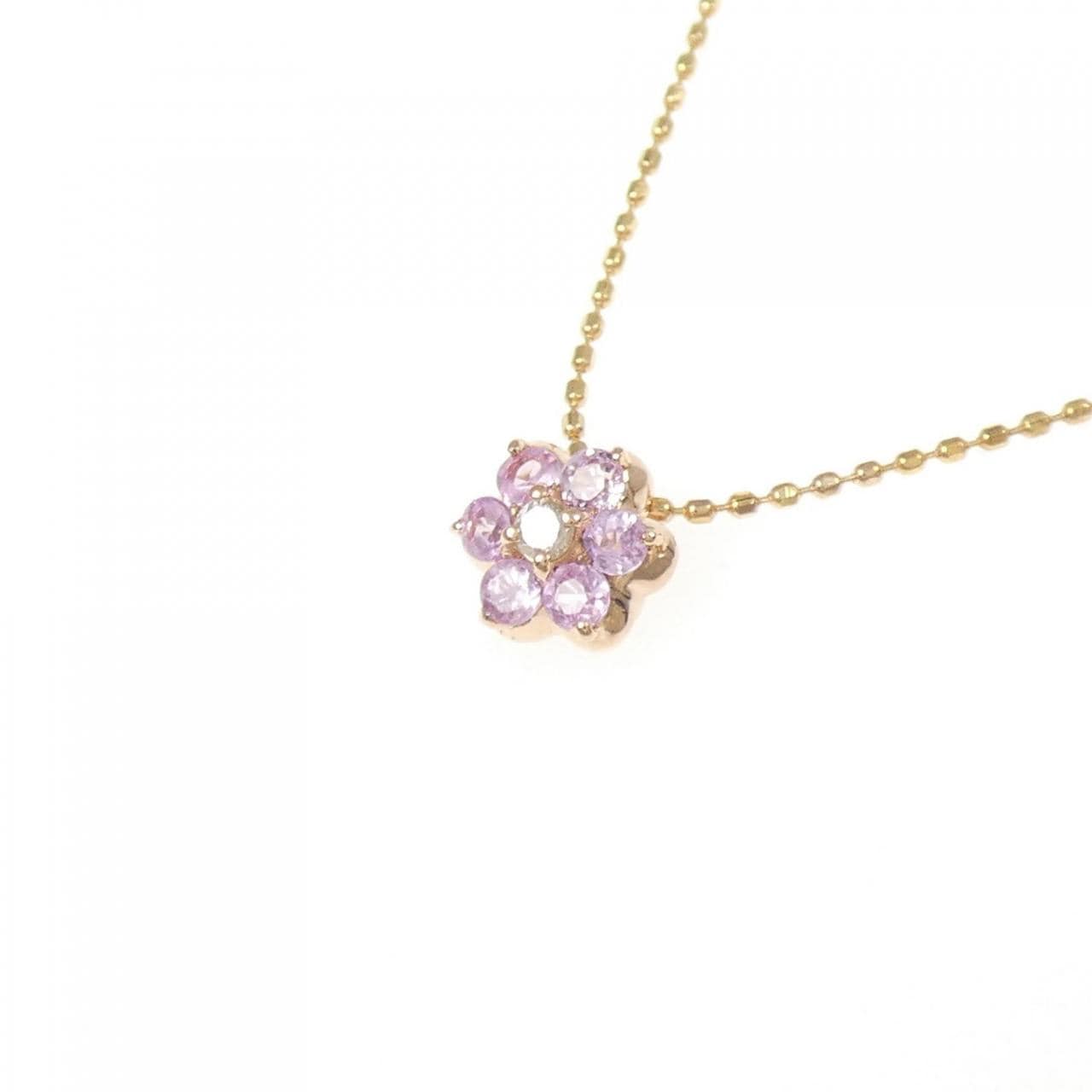 K18PG Flower Sapphire Necklace