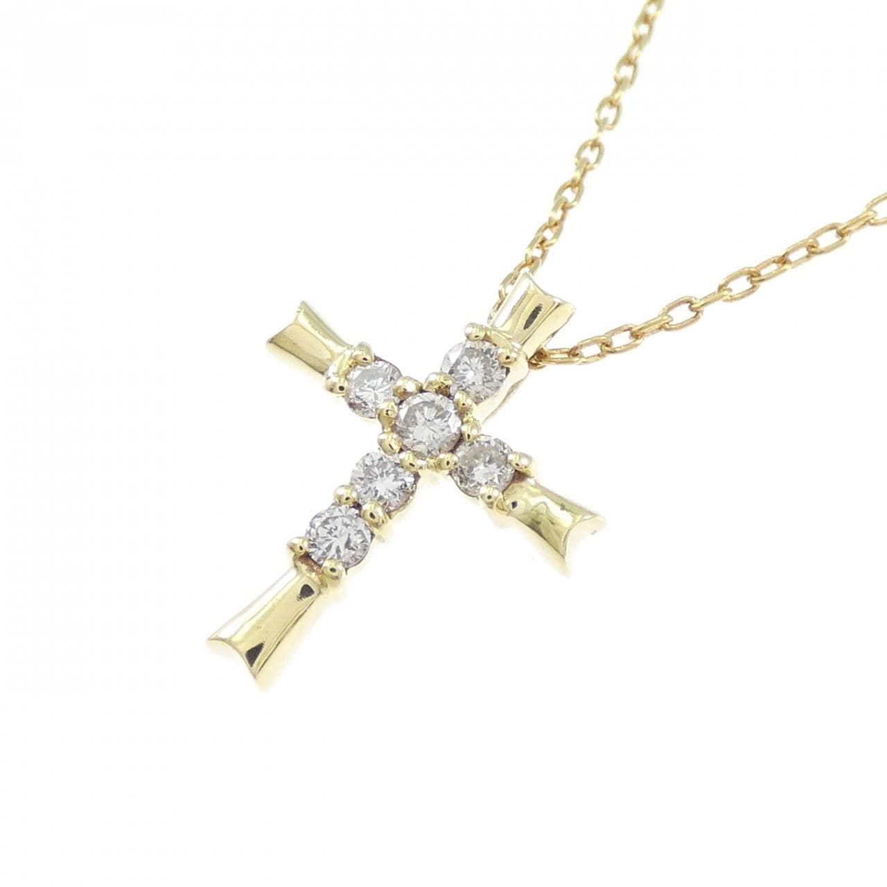 K18YG クロス ダイヤモンド ネックレス 0.2CT