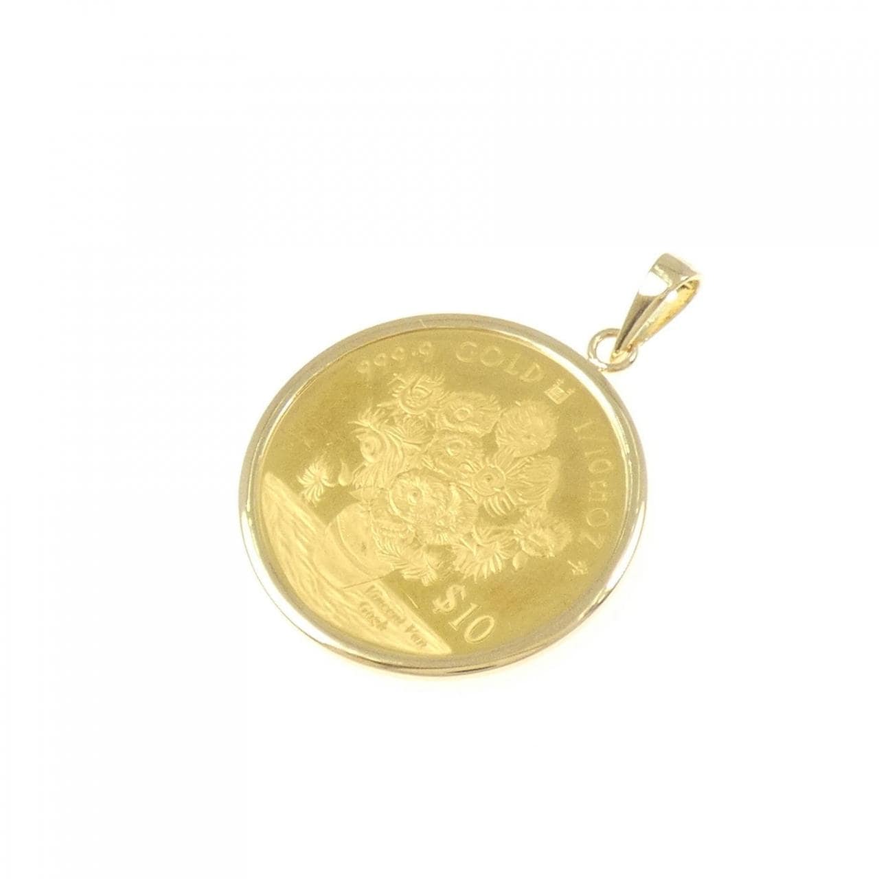 K18YG (框) 硬币吊坠
