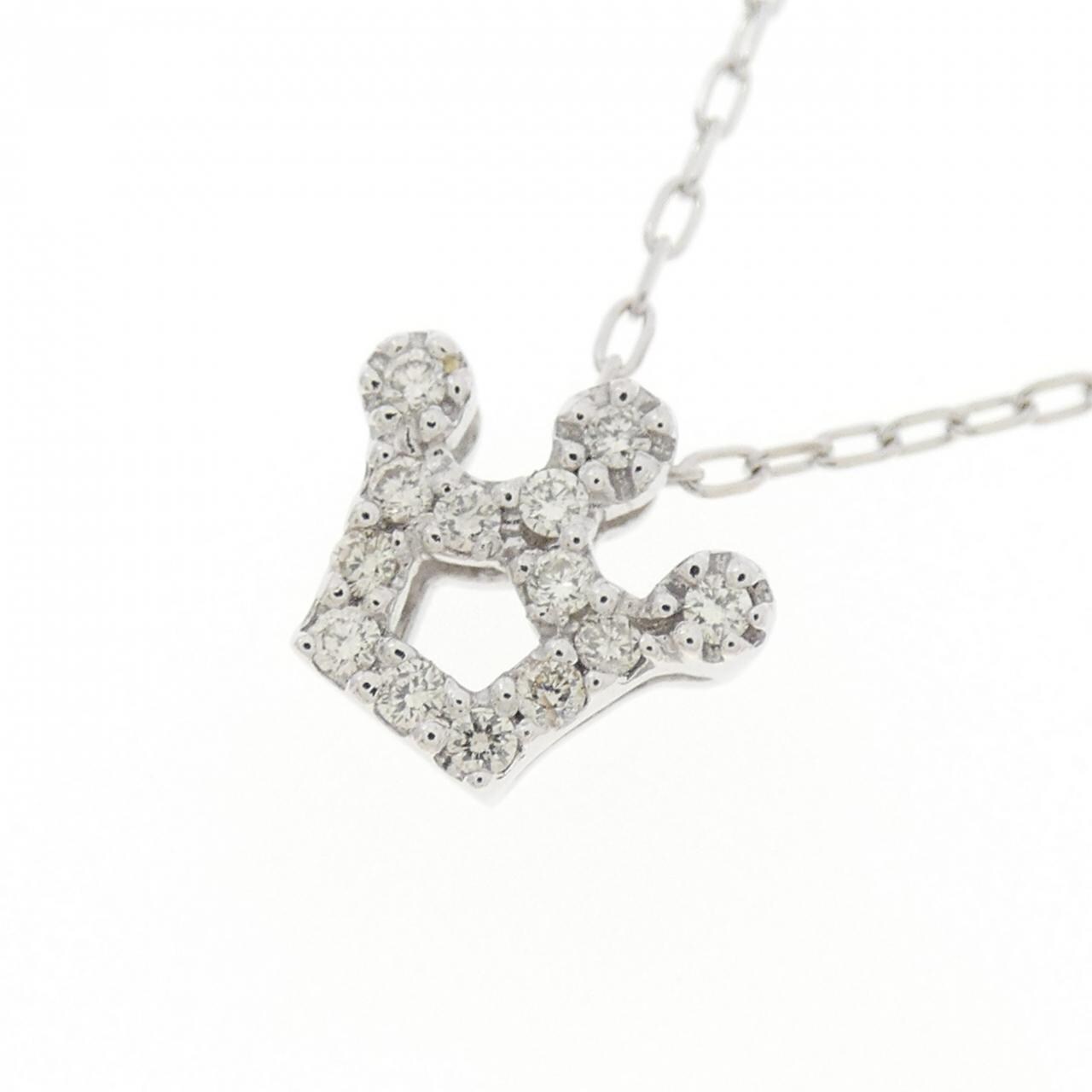 K18WG クラウン ダイヤモンド ネックレス 0.08CT