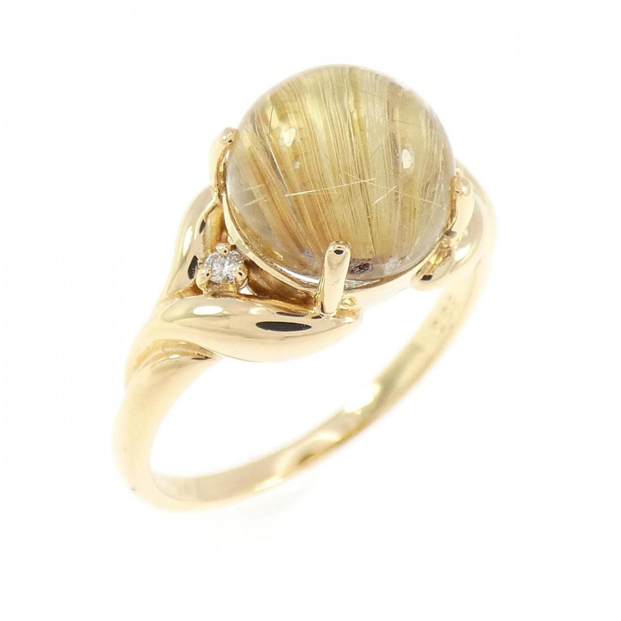 K18YG ルチルクオーツ リング 2.94CT