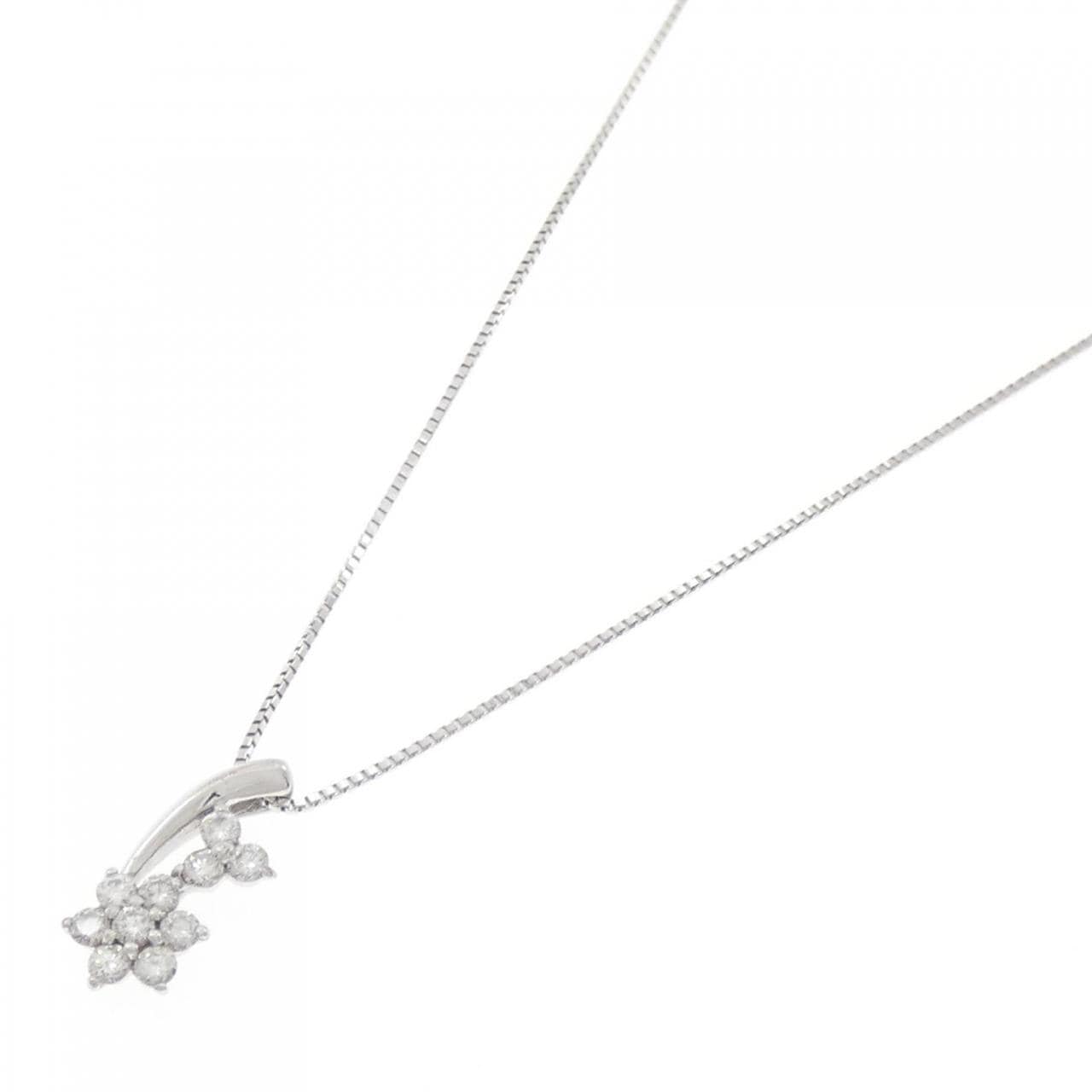 K18WG flower Diamond necklace 0.30CT