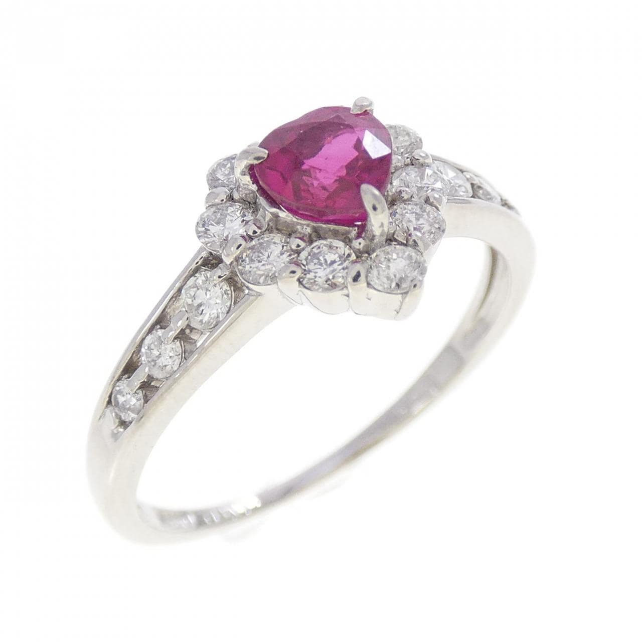 PT900 ハート ルビー リング 0.56CT
