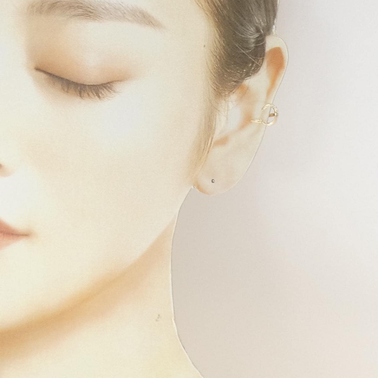 K10YG ムーン ダイヤモンド イヤーカフ 片耳