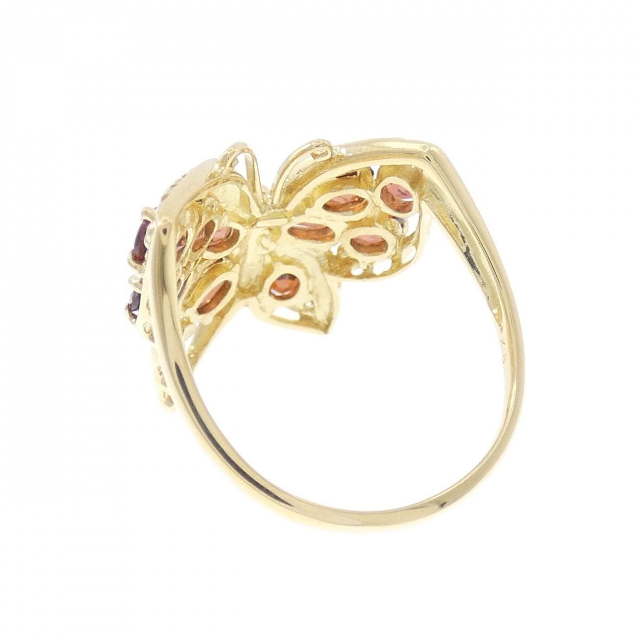 K18YG バタフライ ガーネット リング 2.00CT