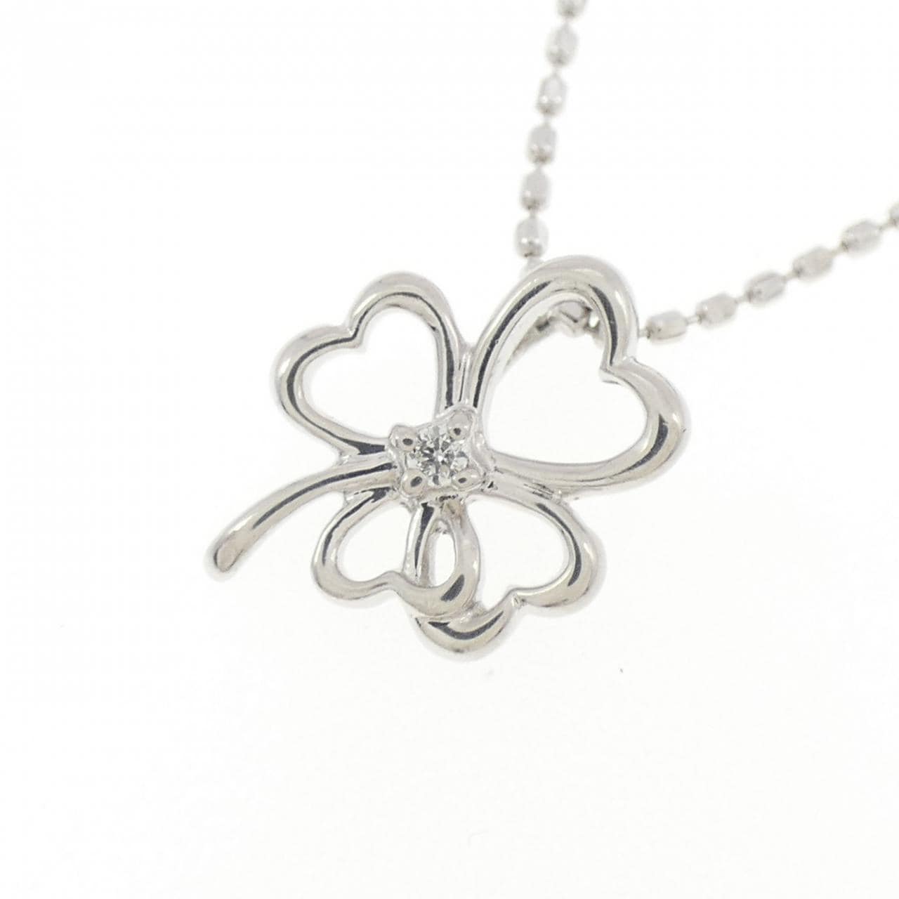 PT900/PT850 クローバー ダイヤモンド ネックレス 0.01CT