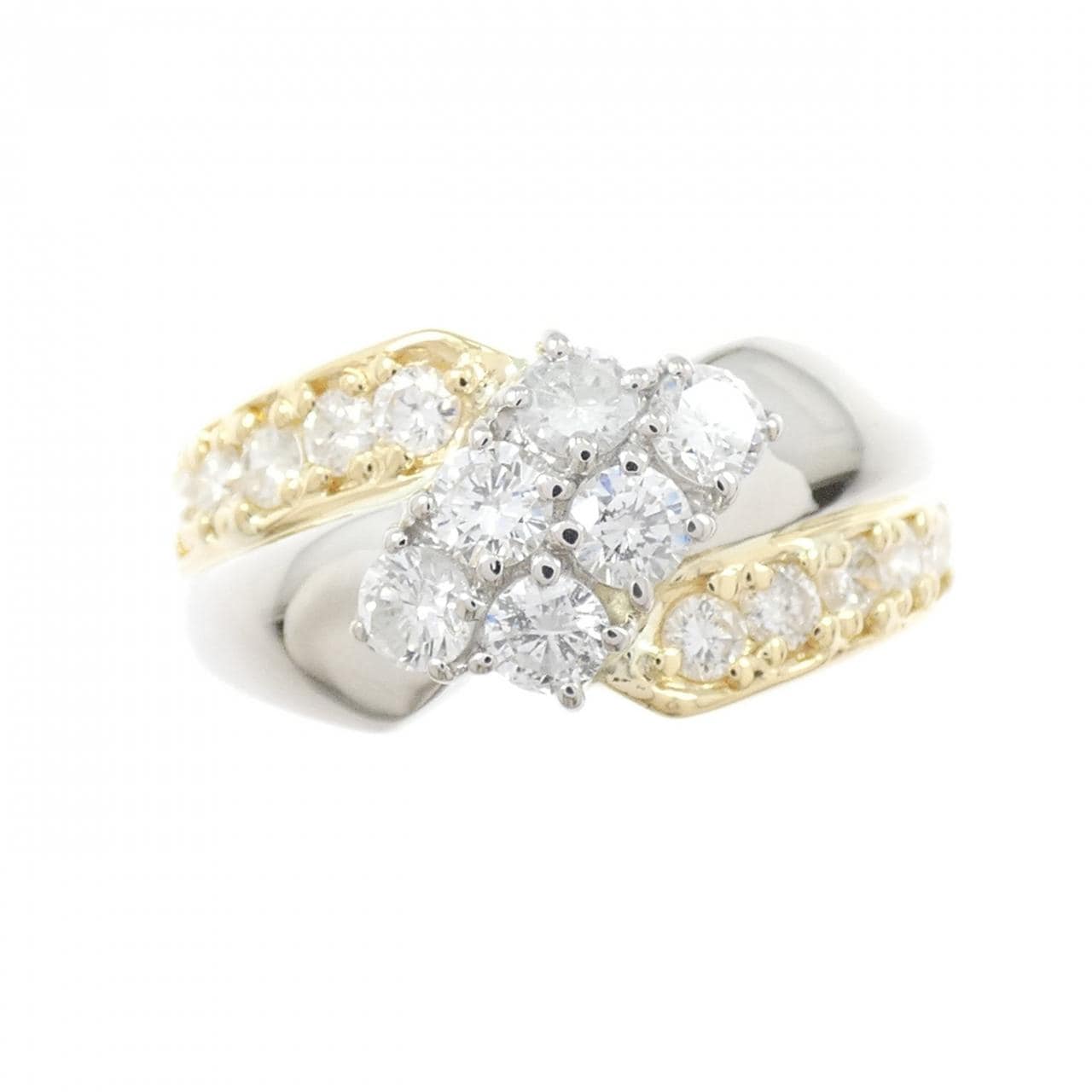 K18YG/PT850 ダイヤモンド リング 0.83CT