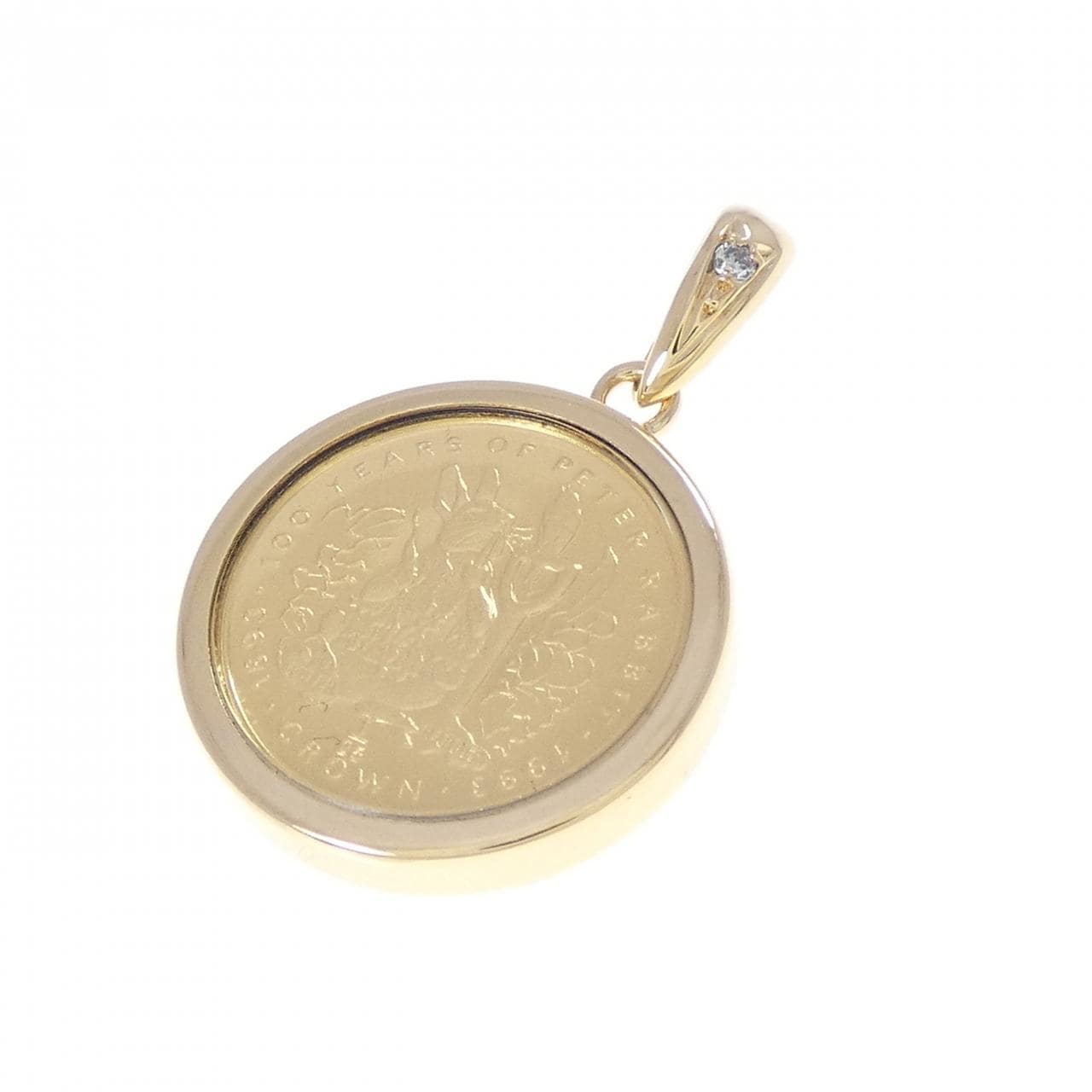 K18YG(枠) ダイヤモンド コイン ペンダント 0.01CT