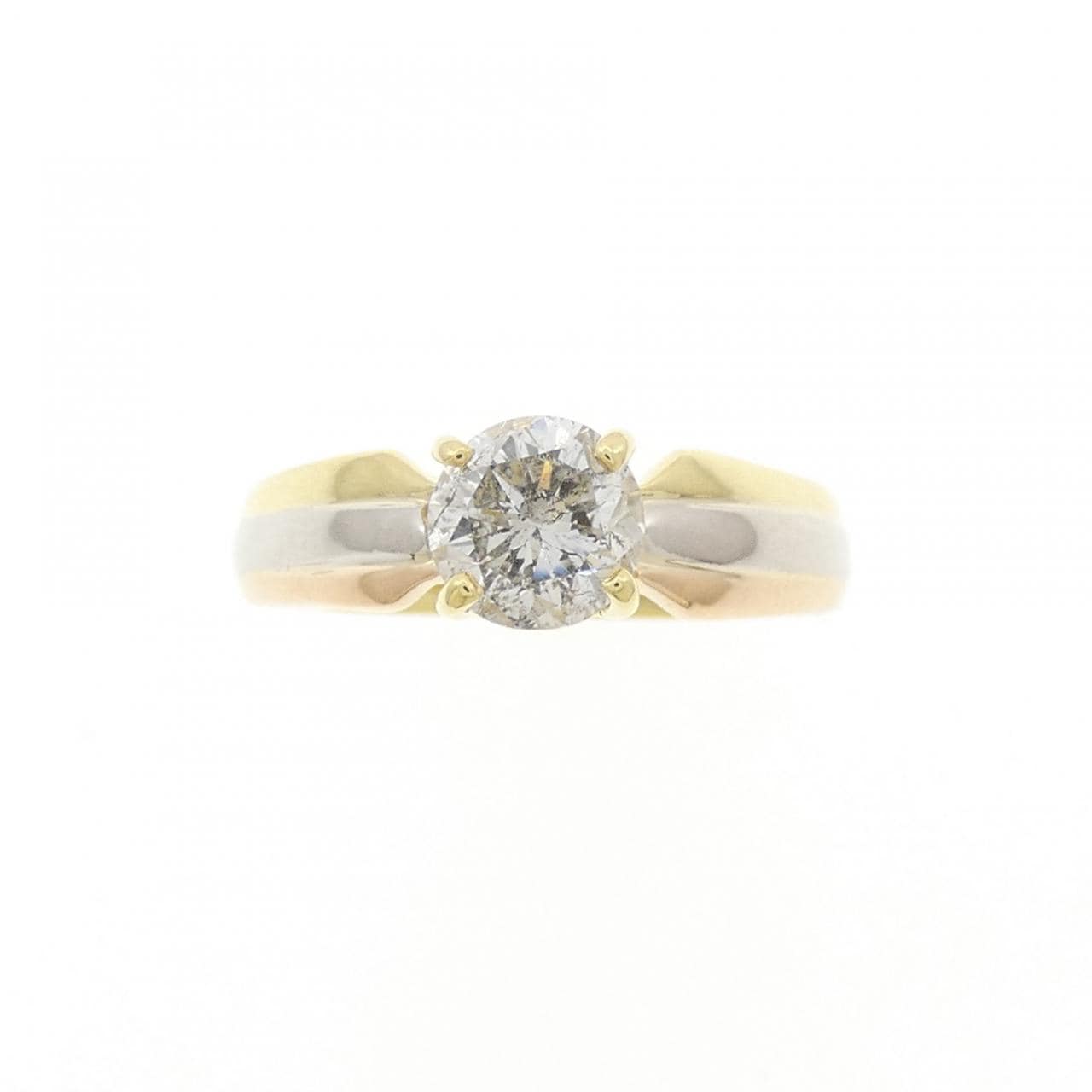 K18YG/PT900/K18PG ダイヤモンド リング 0.892CT