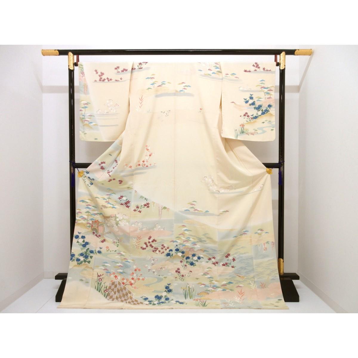 訪問着　友禅金彩加工　刺繍入り